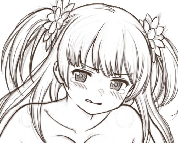 進捗。自分でも調子悪い事自覚してるのでゆっくり作業してます。下描き終わり。晩飯にします。 