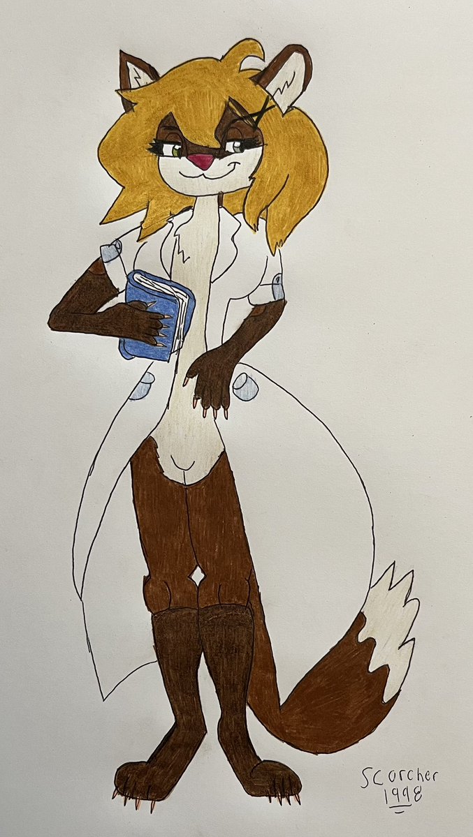 Art fight 2025 - Alice the scientist 

Friendly fire for <a href="/DesuAlpha/">🌿 AlphaDesu 🌿</a> of their anthro weasel oc Alice with her handy book getting ready to do some science 

Hope you like it 

#artfight #artfight2025 #friendlyfire #drawing #sfw #fullbody #furry #anthro #oc #weasel
