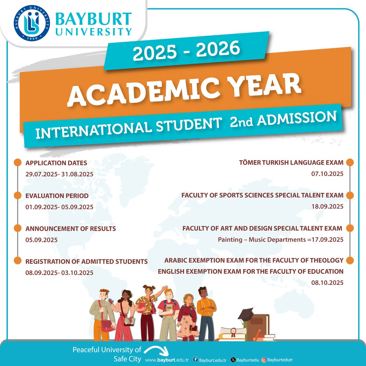 BAYÜ Uluslararası İlişkiler (@bayu_uiofis) on Twitter photo 📢 The 2025–2026 Academic Year Undergraduate / Associate Degree International Student 2nd Application Period Has Started!
📅 Application Dates: July 29 – August 31, 2025
📌 To access the announcement:
🔗bayburt.edu.tr/en/2025-2026-u…
<a href="/Bayburtedu/">Bayburt Üniversitesi (BAYÜ)</a>
#StudyinTürkiye
#BayburtUniversity 📢 The 2025–2026 Academic Year Undergraduate / Associate Degree International Student 2nd Application Period Has Started!
📅 Application Dates: July 29 – August 31, 2025
📌 To access the announcement:
🔗bayburt.edu.tr/en/2025-2026-u…
<a href="/Bayburtedu/">Bayburt Üniversitesi (BAYÜ)</a>
#StudyinTürkiye
#BayburtUniversity