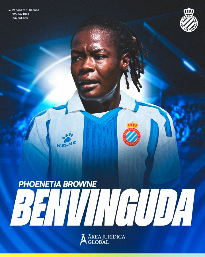 🚨 OFICIAL | Phoenetia Browne jugará la próxima temporada en el Espanyol

🇰🇳 La delantera llega tras una campaña en el Valencia, en la que firmó un gol y dos asistencias, pero destacando por su potencia y velocidad