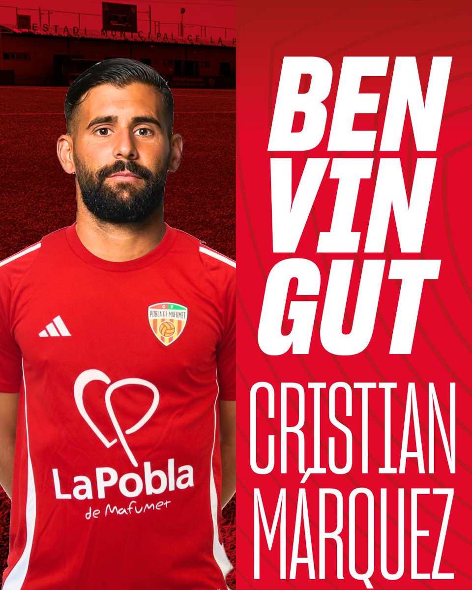 CF POBLA DE MAFUMET (@cfpoblamafumet) on Twitter photo INCORPORACIÓ | 🛡️🔴Cristian Márquez, nou jugador del <a href="/CFPoblaMafumet/">CF POBLA DE MAFUMET</a>
🛡️✍️ El defensa torna a la <a href="/CFPoblaMafumet/">CF POBLA DE MAFUMET</a> per aportar solidesa defensiva després de ser capità al <a href="/cfbadalonasad/">CF Badalona SAD Oficial</a> i militar-hi durant 5 temporades.
👏Bentornat, Cristian ‼️
#sompobla #uncluboncreixer INCORPORACIÓ | 🛡️🔴Cristian Márquez, nou jugador del <a href="/CFPoblaMafumet/">CF POBLA DE MAFUMET</a>
🛡️✍️ El defensa torna a la <a href="/CFPoblaMafumet/">CF POBLA DE MAFUMET</a> per aportar solidesa defensiva després de ser capità al <a href="/cfbadalonasad/">CF Badalona SAD Oficial</a> i militar-hi durant 5 temporades.
👏Bentornat, Cristian ‼️
#sompobla #uncluboncreixer