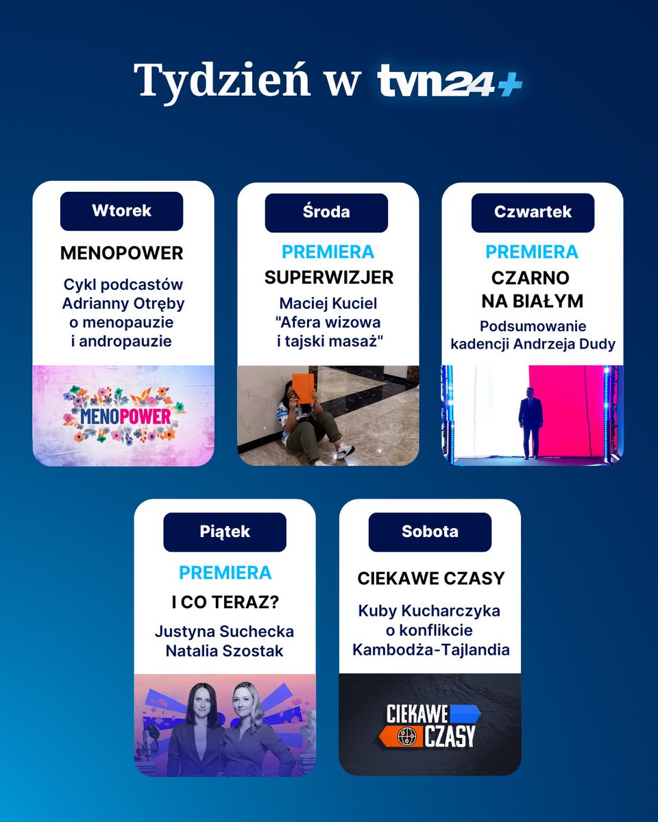 W tym tygodniu w TVN24+
🔹rozmawiamy o menopauzie i andropauzie
🔹pokazujemy współczesną formę handlu ludźmi
🔹sprawdzamy, co zostawi po sobie prezydent Andrzej Duda
🔹pytamy: i co teraz?

🔗 tvn24.pl/plus