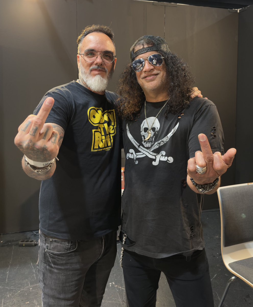 Got to hang with <a href="/Slash/">Slash</a> last night after the <a href="/gunsnroses/">Guns N' Roses</a> show in Luxembourg. Always a pleasure to share some moments with you, my friend!