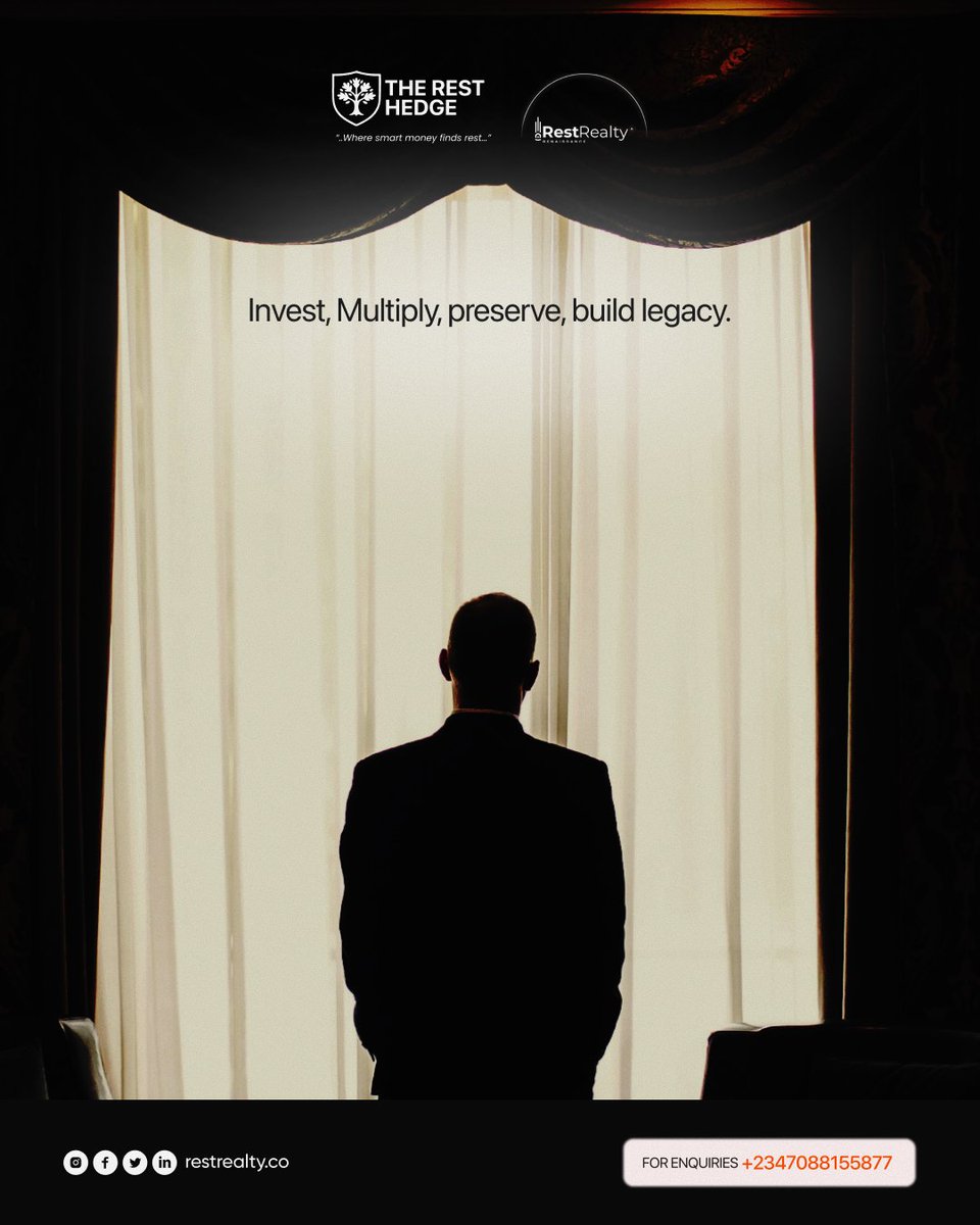 Every great legacy starts with one smart decision.

At Rest Hedge, your money doesn’t just grow  it multiplies, holds value, and builds lasting impact.

📩 DM us to start.
📞 07088155877 | 09151440521
#RestHedge #RestRealty#RestHedge