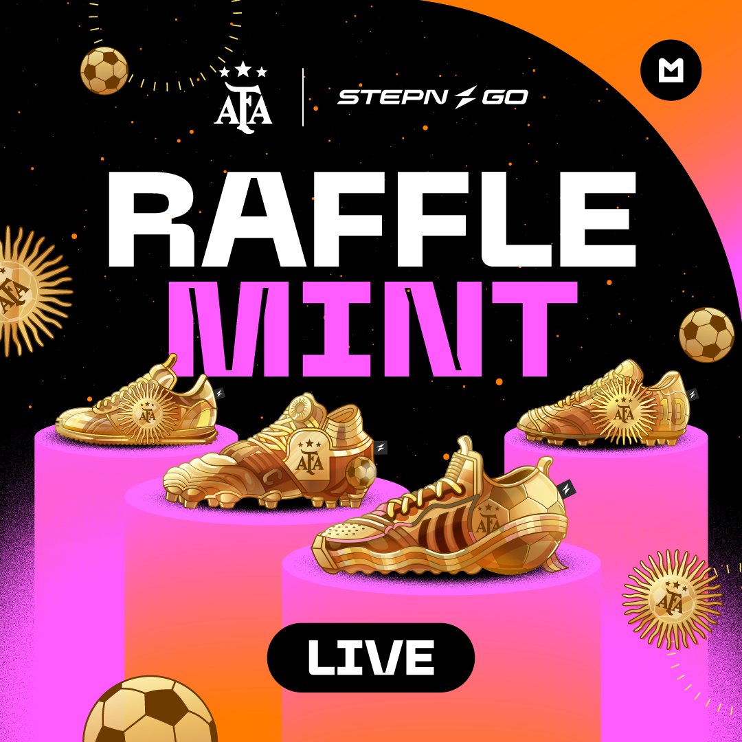 MOOAR (@mooarofficial) on Twitter photo The wait is over 👟 ✨
The STEPN GO x <a href="/Argentina/">🇦🇷 Selección Argentina ⭐⭐⭐</a> Genesis Raffle Mint is officially LIVE on MOOAR!
This second drop honors Argentina’s championship legacy with 96 golden Genesis Sneakers!
And for the first time ever, each type has 1 hidden Uncommon version 👀
All you need to The wait is over 👟 ✨
The STEPN GO x <a href="/Argentina/">🇦🇷 Selección Argentina ⭐⭐⭐</a> Genesis Raffle Mint is officially LIVE on MOOAR!
This second drop honors Argentina’s championship legacy with 96 golden Genesis Sneakers!
And for the first time ever, each type has 1 hidden Uncommon version 👀
All you need to