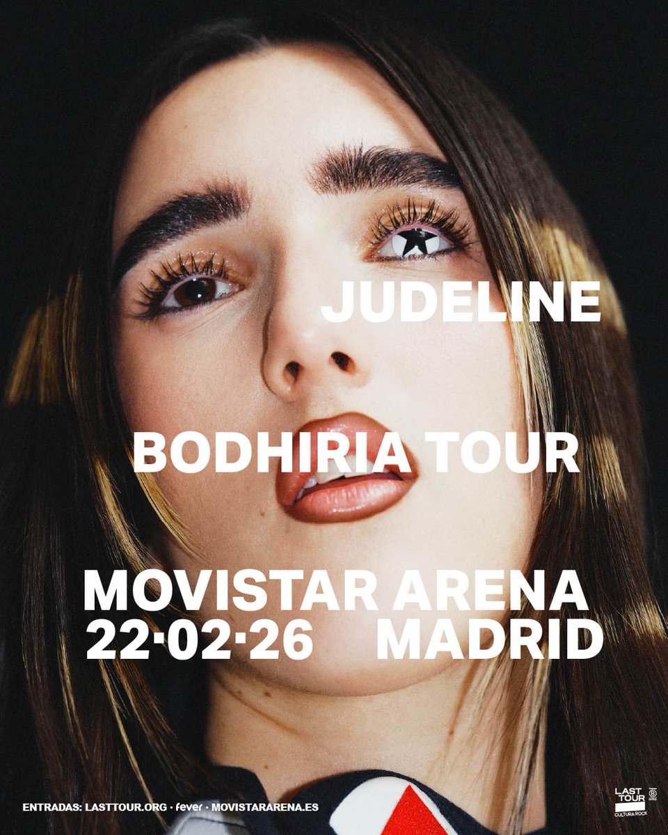 🎤 <a href="/judeline__/">judeline</a>  – Bodhiria Tour

📅 Domingo 22 de febrero de 2026

Cierra su gira con un espectáculo electrizante en el icónico Movistar Arena de Madrid. Será su primer concierto en formato arena, cargado de intensidad, emoción y la magia de su álbum debut Bodhiria.

Entradas
