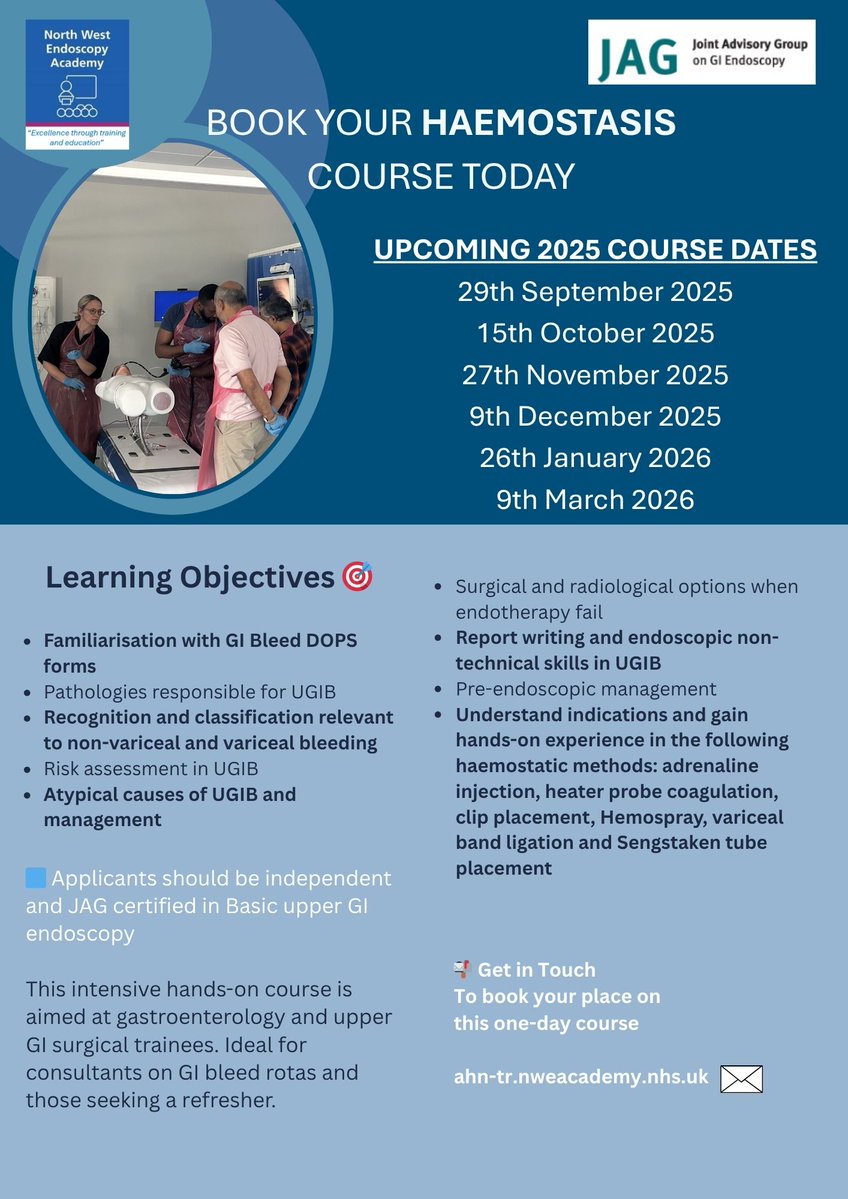 EndoscopyWest's tweet image. 🩸 Upcoming Haemostasis Course – Register Now!🩸