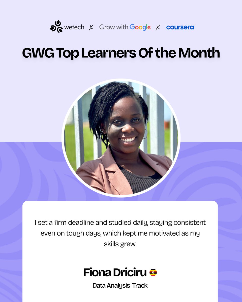 wetechofficial's tweet photo. ✨ Rukayat Azeez – Digital Marketing Track

✨ Fiona Driciru – Data Analytics Track https://t.co/GxusQjbTTv