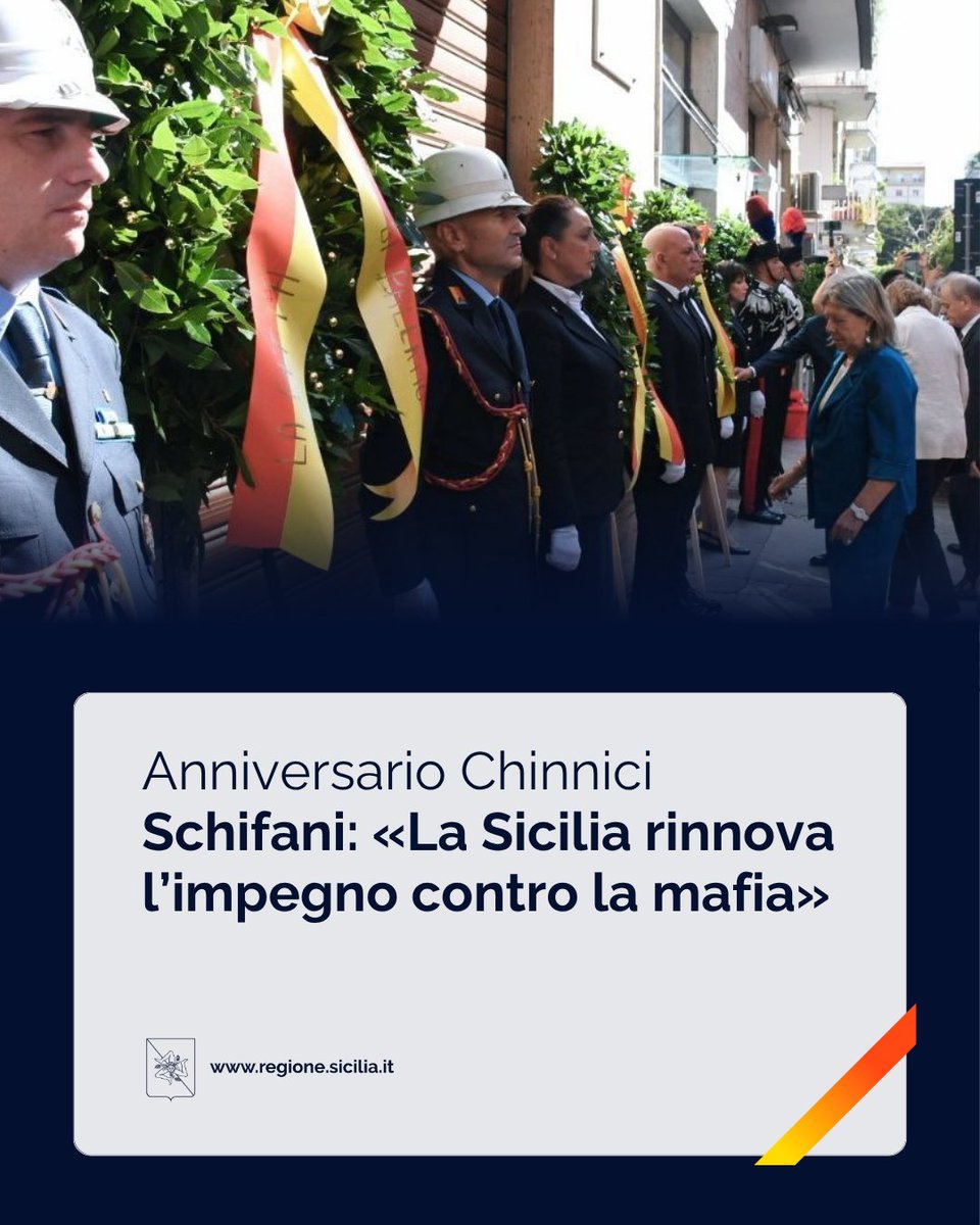 Regione Siciliana (@regione_sicilia) on Twitter photo ⚫️ Nel giorno del 42esimo anniversario dell’attentato in cui persero la vita il giudice #RoccoChinnici, i carabinieri Mario Trapassi e Salvatore Bartolotta e il portiere Stefano Li Sacchi, il presidente <a href="/RenatoSchifani/">RenatoSchifani</a>, ha voluto rendere omaggio.
Leggi 🔗 regione.sicilia.it/la-regione-inf… ⚫️ Nel giorno del 42esimo anniversario dell’attentato in cui persero la vita il giudice #RoccoChinnici, i carabinieri Mario Trapassi e Salvatore Bartolotta e il portiere Stefano Li Sacchi, il presidente <a href="/RenatoSchifani/">RenatoSchifani</a>, ha voluto rendere omaggio.
Leggi 🔗 regione.sicilia.it/la-regione-inf…
