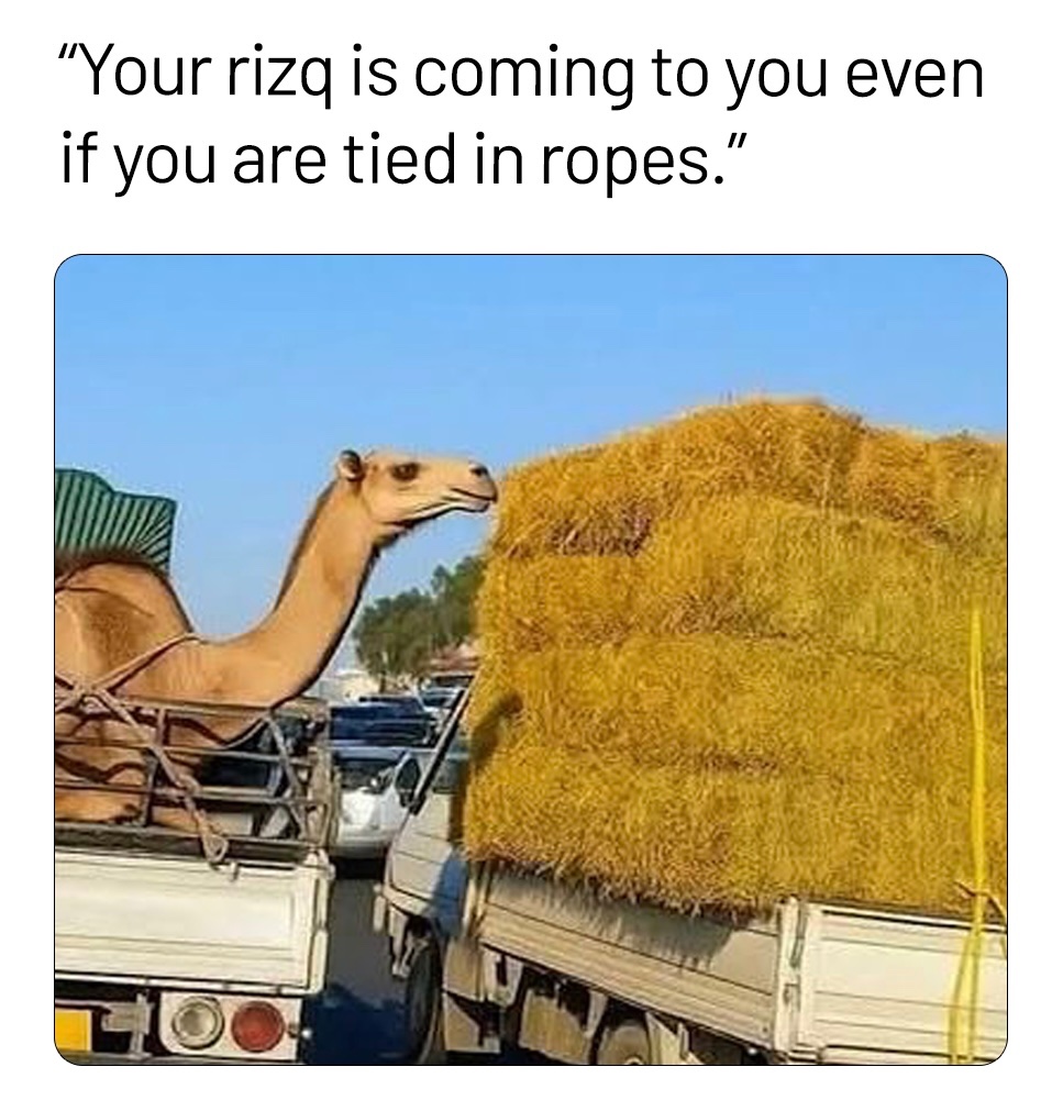 Your riza is on its way even if you're tied in ropes. Trust Allah.…