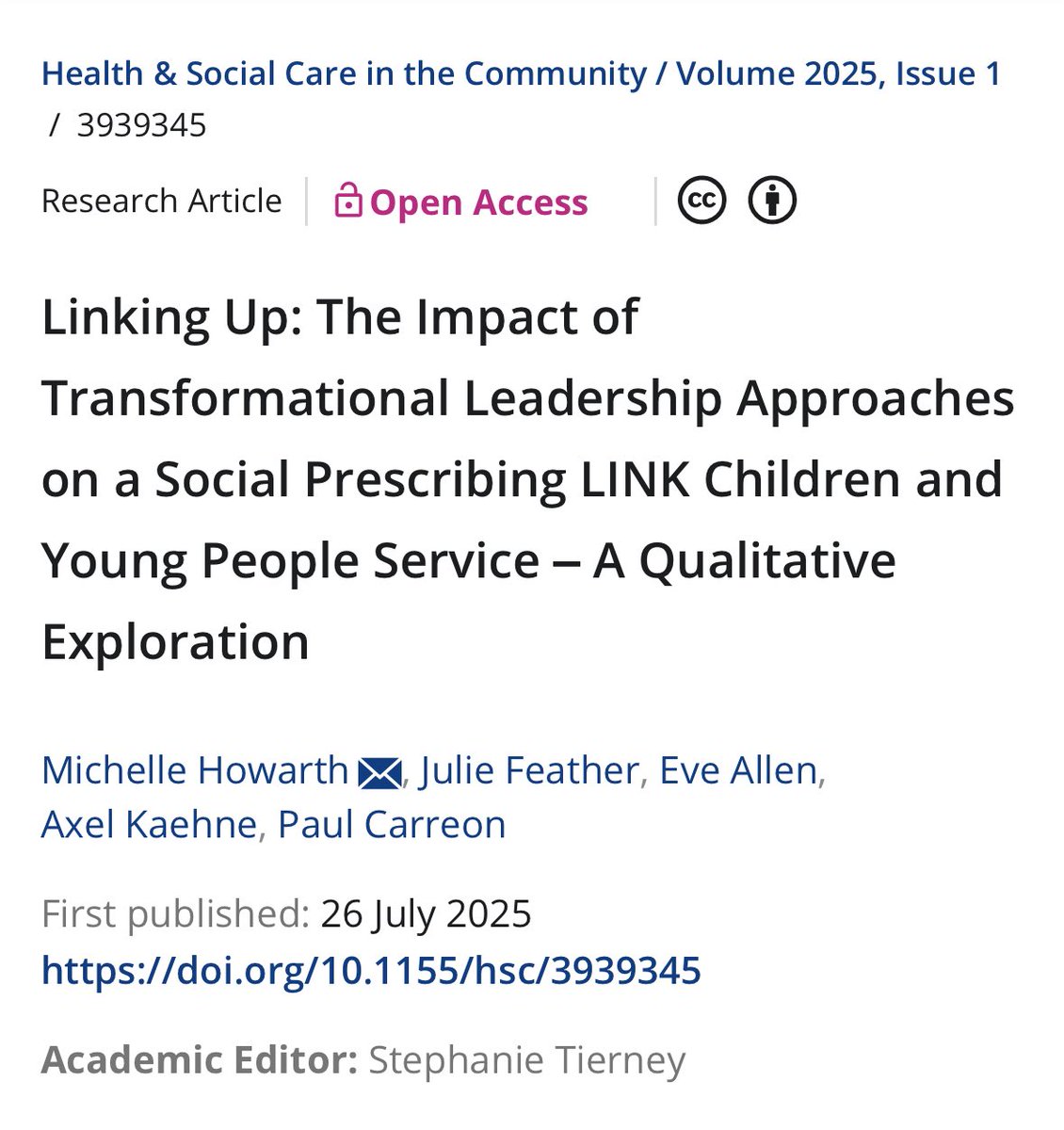 Pleased to co-author with the teams at Edge Hill University &amp; Evaluation Policy Analysis. Grateful for a truly supportive collaboration. Our latest paper on transformational leadership in social prescribing is now out: lnkd.in/ecAkMfYZ #Leadership #socialprescribing