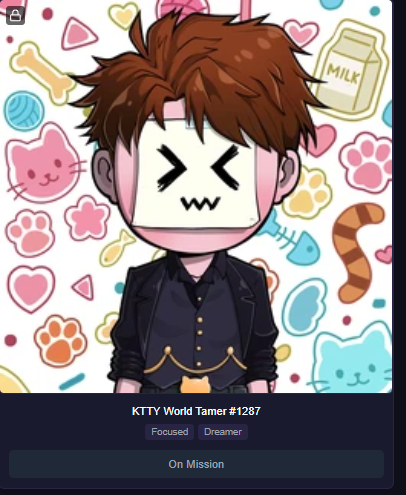 MorrisRode42166's tweet photo. @BigCritBritt @Kttyworld @BinaryAssets @Ronin_Network This is my favorite tamer, a focused dreamer.
I loved Ktty because of their determination, just like my favorite tamer, driven and deeply focused on their dreams. https://t.co/LoHoV3I9Db
