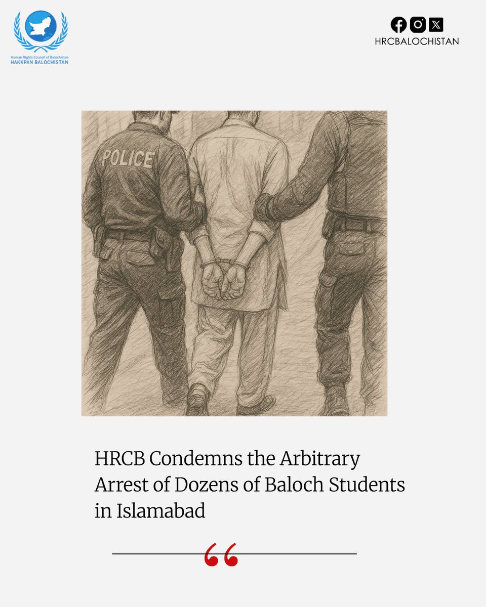 We strongly condemn the arrest of dozens of Baloch students in Islamabad. These students have been targeted on a racial basis and are being interrogated over alleged links with militant groups. Such actions are a continuation of the state’s policy of racial profiling and