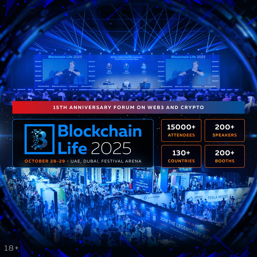 🔥 The 15th Anniversary Blockchain Life in Dubai – TOP 5 reasons to be at the Crypto Event of the Year on Oct 28-29!

Buy a ticket: blockchain-life.com
Get a code for 10% off  ⬇️