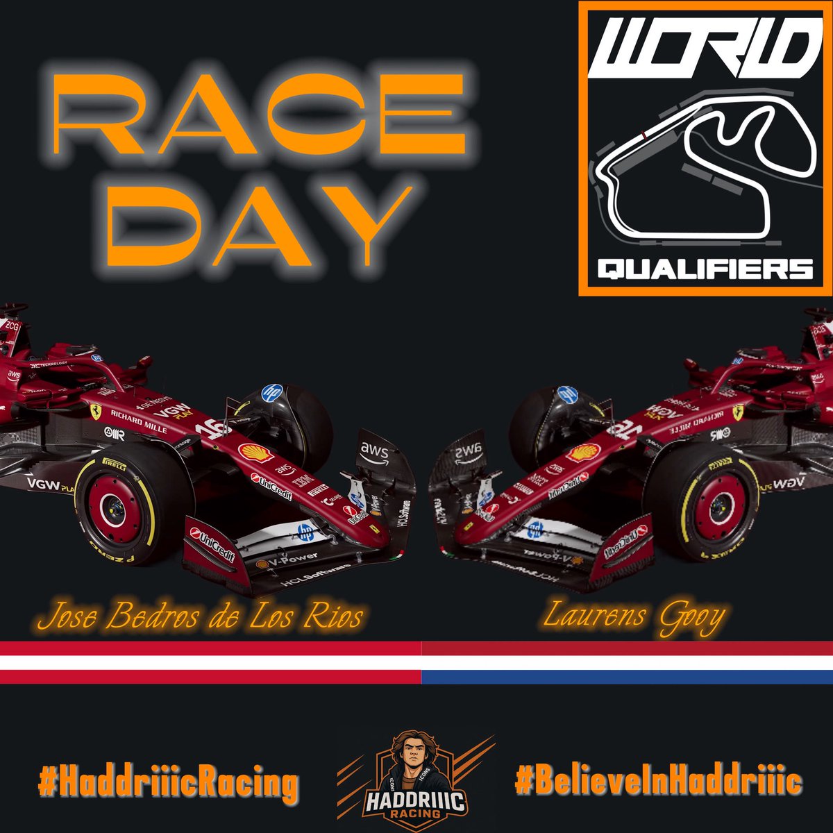 RACEDAY 🏁 | <a href="/WORleague/">World Online Racing</a> qualifiers

Big day for the team as we are gonna take part in the qualifiers for the biggest event on console, where @TTM_Wienxr and <a href="/Laurensll_/">Laurens</a> will try their best to qualify us for the season.

#HaddriiicRacing #BelieveInHaddriiic