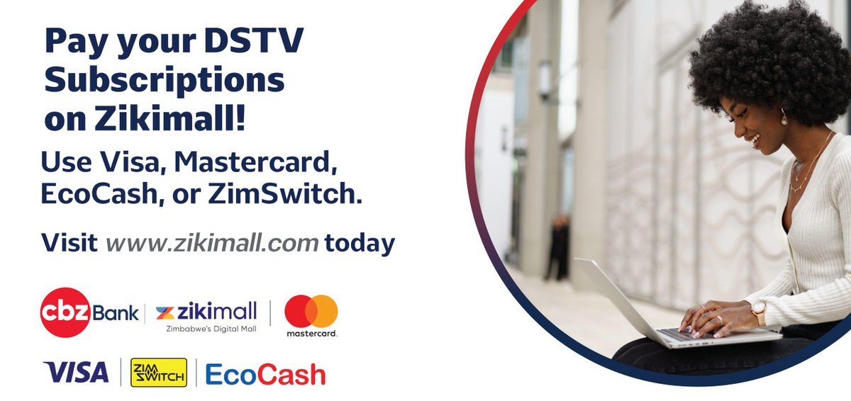Zimindependent's tweet image. #Sponsored
🟤DSTV payment due again? Forget the stress of physical payments.
Use the CBZ Zikimall and pay instantly via EcoCash, ZimSwitch, Visa, or Mastercard.
#PartnersForSuccess