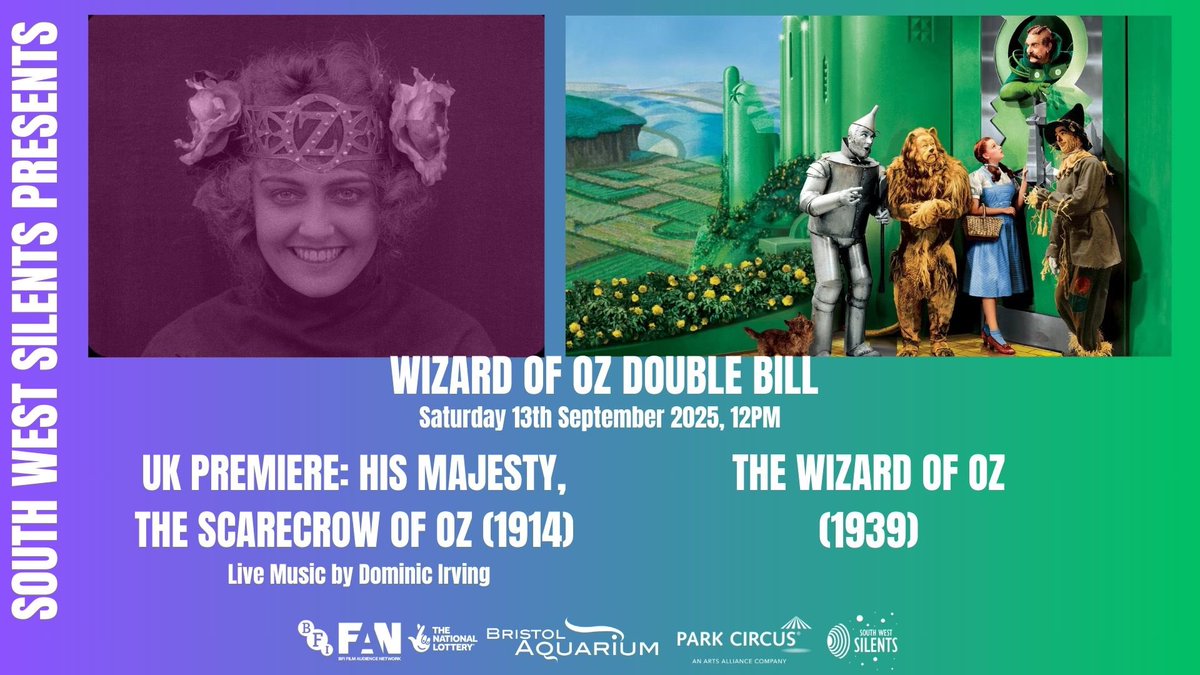 🎬 South West Silents 🎬 (@swsilents) on Twitter photo Don’t forget to join us for our first #SilentFilm event of the autumn with a #WizardOfOz double bill <a href="/MegascreenBri/">Bristol Megascreen</a> at <a href="/BristolAquarium/">Bristol Aquarium</a>! Tickets now on sale: ti.to/film-noir-uk/w… Don’t forget to join us for our first #SilentFilm event of the autumn with a #WizardOfOz double bill <a href="/MegascreenBri/">Bristol Megascreen</a> at <a href="/BristolAquarium/">Bristol Aquarium</a>! Tickets now on sale: ti.to/film-noir-uk/w…