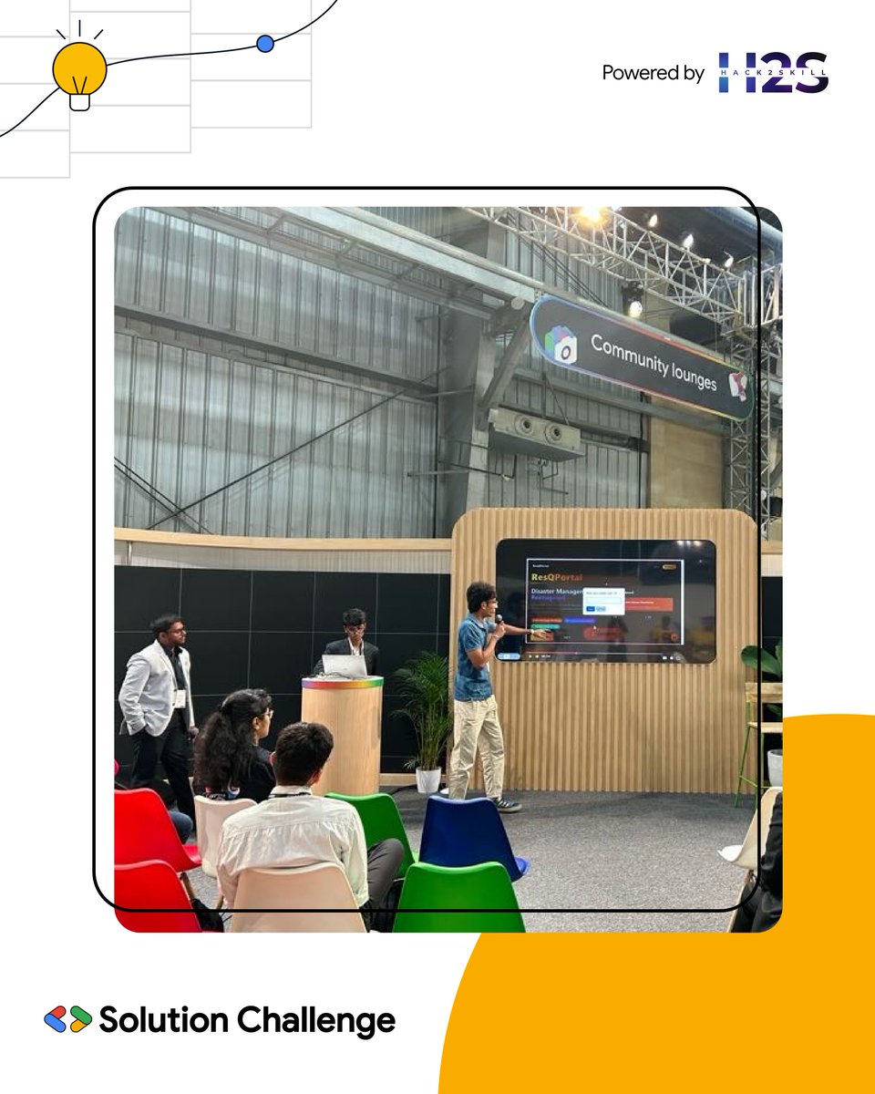 hack2skill's tweet image. Winning teams from #GDGonCampus Solution Challenge 2025 were felicitated at #IOConnect2025 after pitching their winning prototypes in front of industry leaders. 🏆
#SolutionChallenge #Hack2skill