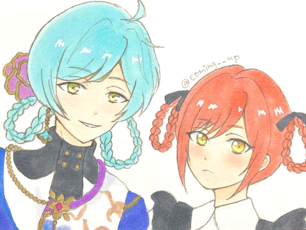 描きたかった例の三つ編みツインテ(？)ズ