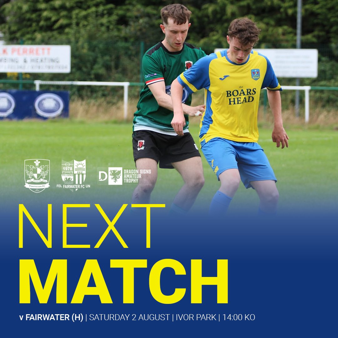🏆 𝐁𝐀𝐂𝐊-𝐓𝐎-𝐁𝐀𝐂𝐊 𝐂𝐔𝐏 𝐀𝐂𝐓𝐈𝐎𝐍 

We're at home for the first time this season as we host Fairwater in the Dragon Signs FAW Amateur Trophy QR1. 

🆚 Fairwater
🏆 Amateur Trophy QR1 
📅 Sat 2 Aug
🏟️ Ivor Park, Pontyclun
⏰ 14:00 KO
🎟️ £5 Adult, £3 Commissions

#UTC