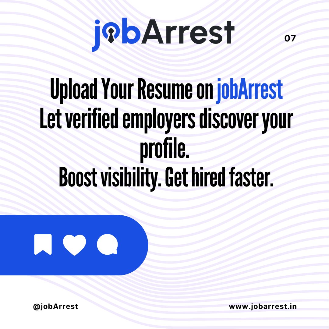 jobarrest's tweet image. Recruiters skim your resume in seconds—make every word count!
💡 Clear layout
🎯 Relevant skills
📊 Quantified results
Upload your resume on #JobArrest &amp;amp; get noticed faster.
👉 jobarrest.in
#ResumeTips #JobSearch #GetHired #FreshersJobs