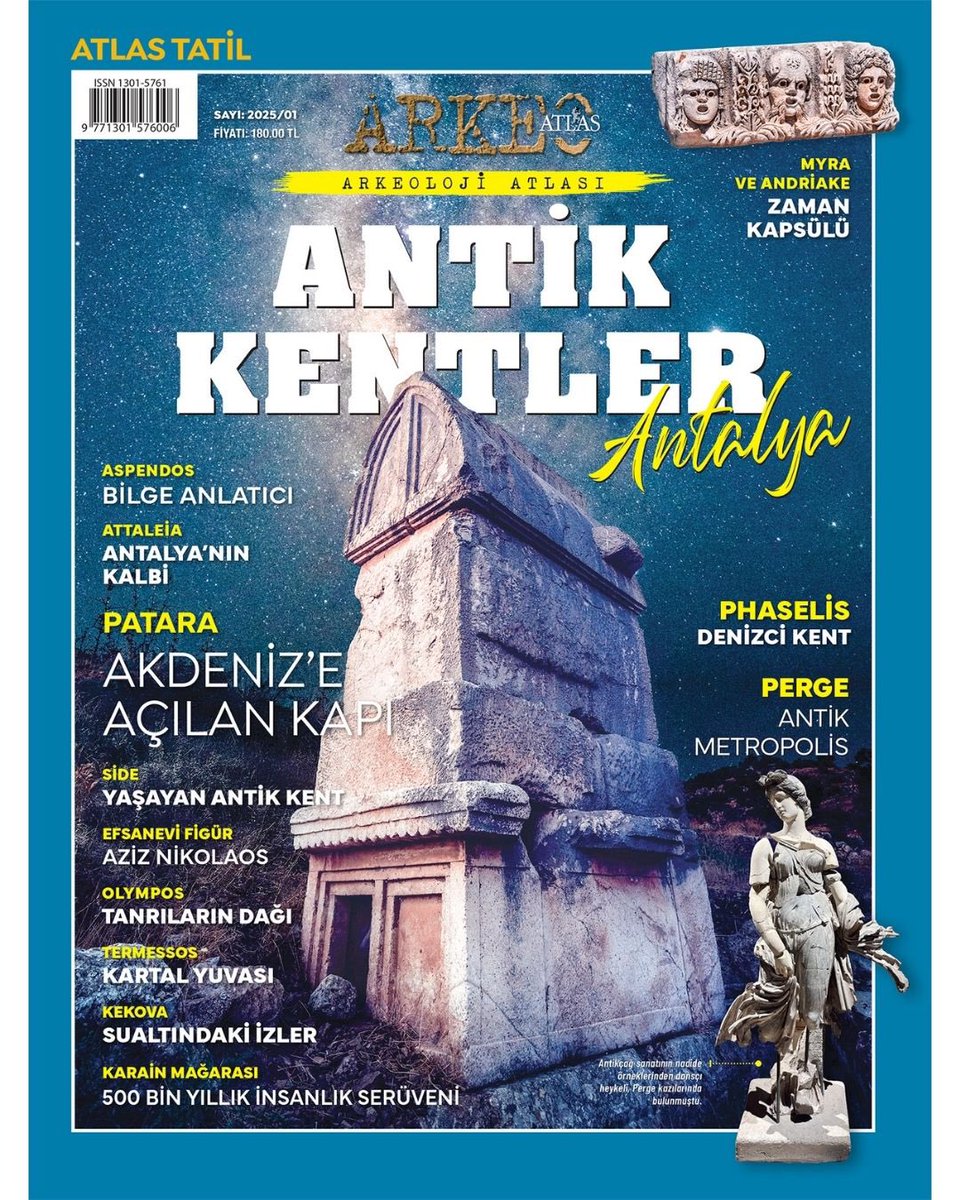 ArkeoAtlas'tan özel kent sayısı: Antalya Arkeoloji Atlası! 🏛️

🔵Yaşayan geçmişin dergisi ArkeoAtlas'ın özel sayısı, Antalya’nın ilk sakinlerinden antik kentlere geniş bir zaman aralığına uzanıyor. Kazı başkanları ve heyet üyelerinin kaleme aldığı dosyalar, Antalya'nın arkeolojik