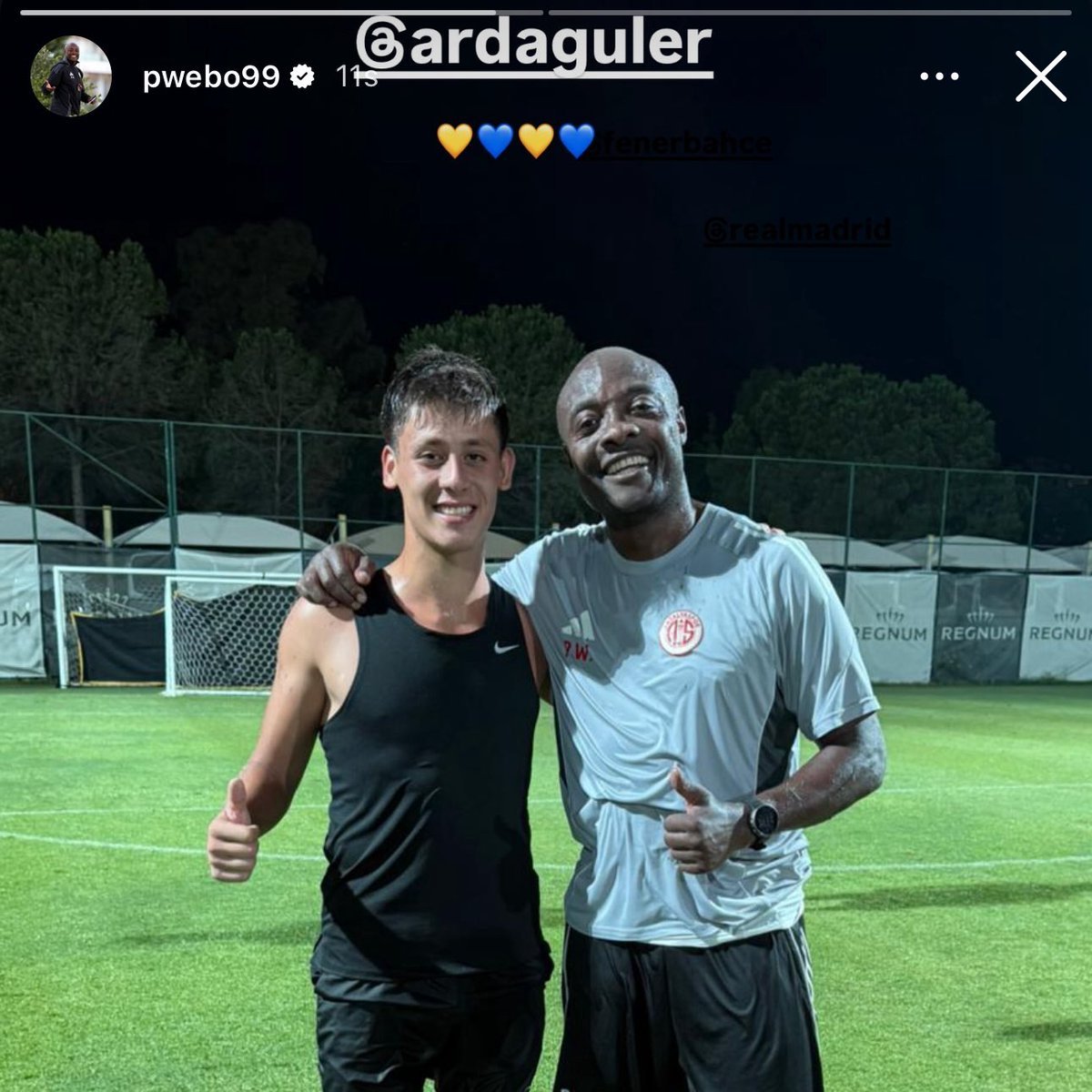 fanatikcomtr's tweet image. Pierre Webo&apos;nun Arda Güler paylaşımı 📲