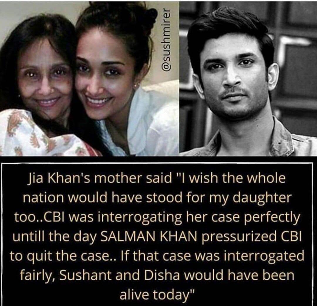 ๐ ๐ ยป๐ง๐จ๐ญ_๐_๐๐จ๐ญ ยป (@yasmin2186) on Twitter photo If CBI had done a fair investigation in the #JiahKhan case and had caught her murderers, Disha and Sushant would have been alive today as the same CABAL is involved in all murders ShaMe on you <a href="/CBIHeadquarters/">Central Bureau of Investigation (India)</a> ๐ฆMasses Awake DueTo SSRCase #JusticeForSushantSinghRajput If CBI had done a fair investigation in the #JiahKhan case and had caught her murderers, Disha and Sushant would have been alive today as the same CABAL is involved in all murders ShaMe on you <a href="/CBIHeadquarters/">Central Bureau of Investigation (India)</a> ๐ฆMasses Awake DueTo SSRCase #JusticeForSushantSinghRajput