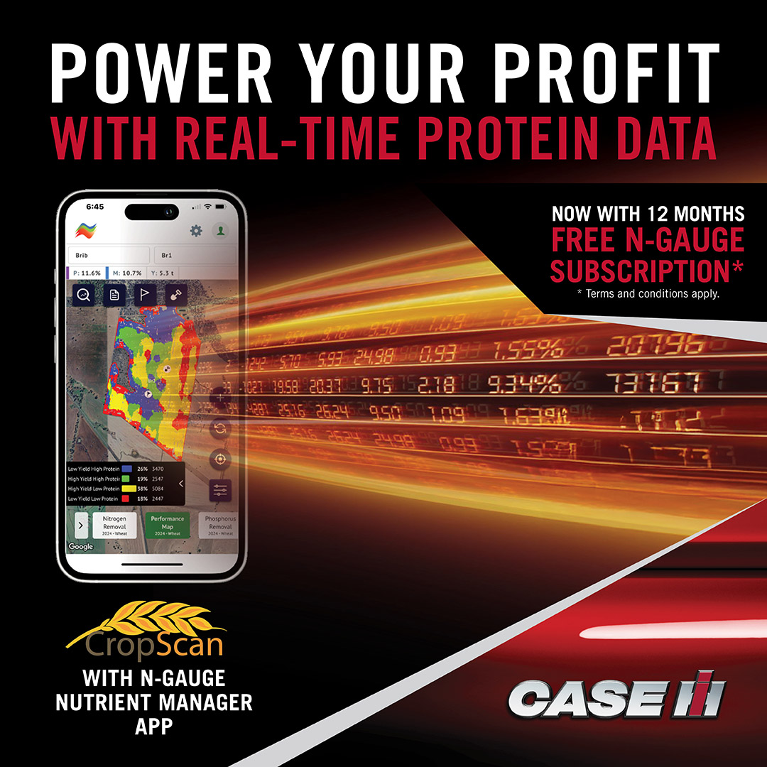 Harvest smarter with CropScan Grain Analyser. Get yours by 31 August and get 0% finance* and 12-months FREE subscription to N-Gauge Nutrient Manager App. T&amp;Cs apply. Speak to your local dealer or visit bit.ly/CropScanCIH