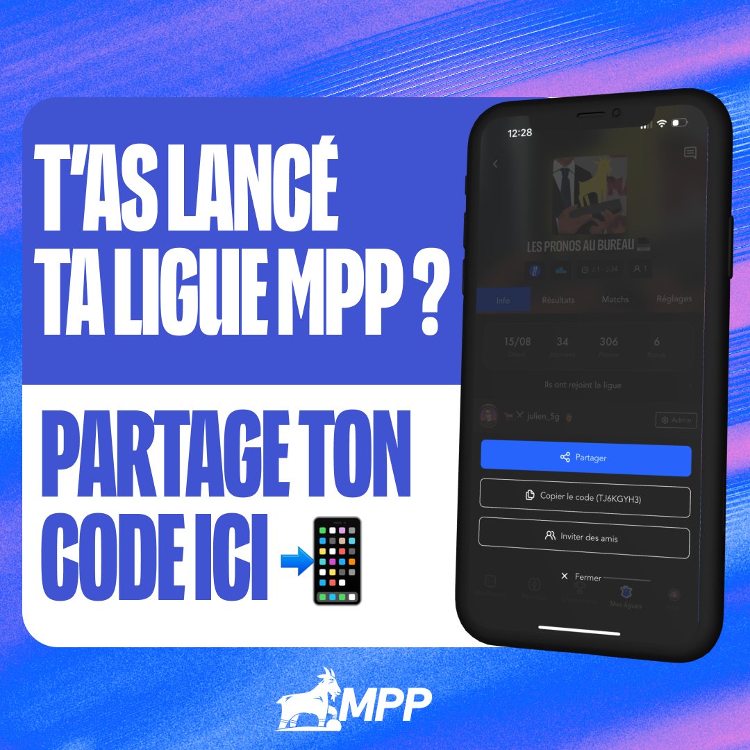 Ta ligue Mon Petit Prono est déjà prête pour la reprise ? 

Partage le code dans les réponses pour recruter un max de participants ⤵️💬