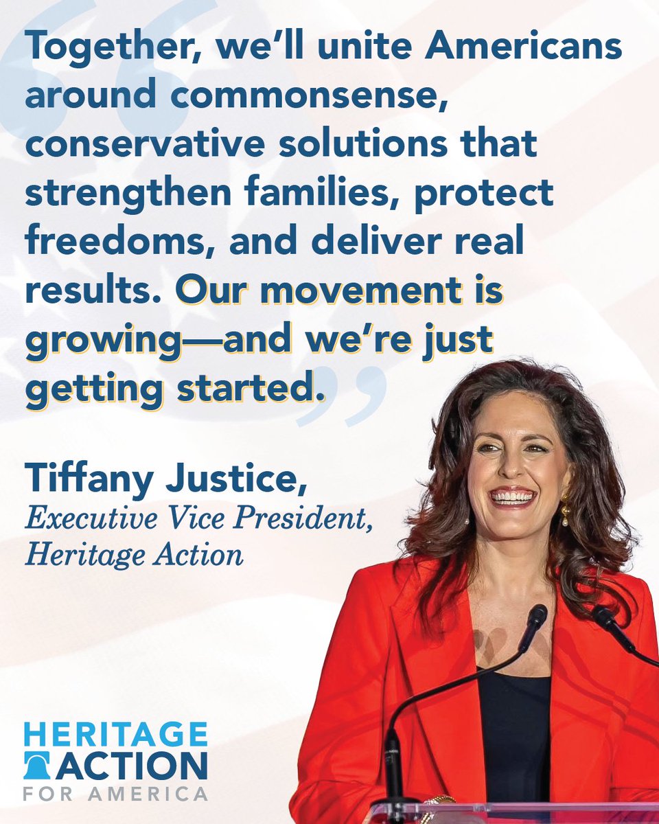 Heritage Action (@heritage_action) on Twitter photo 🔔 MAJOR ANNOUNCEMENT 🔔
<a href="/Heritage_Action/">Heritage Action</a> is excited to share that <a href="/4TiffanyJustice/">Tiffany Justice</a> is Heritage Action’s new EVP! 👏
Learn more about Tiffany and her vision for Heritage Action’s future. 👇
heritageaction.com/press/national… 🔔 MAJOR ANNOUNCEMENT 🔔
<a href="/Heritage_Action/">Heritage Action</a> is excited to share that <a href="/4TiffanyJustice/">Tiffany Justice</a> is Heritage Action’s new EVP! 👏
Learn more about Tiffany and her vision for Heritage Action’s future. 👇
heritageaction.com/press/national…