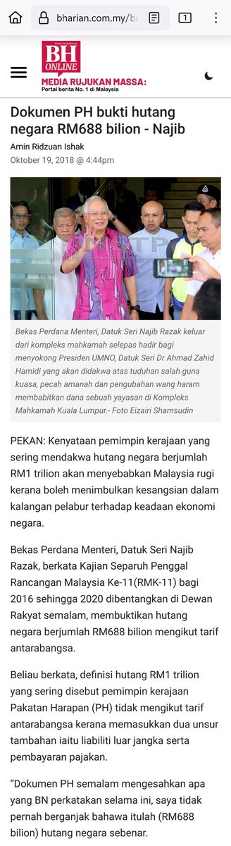 Rupanya DAP yg naikkan hutang negara ke nilai 1.3 trillion dan bakal muflis kata mereka.

Bukan BN rupanya. BN tinggalkan negara pada 688 billion.

Jadi, dah muflis ke kitanya ni? Ke DAP ni memang kaki kencing sejak azali? 🤔