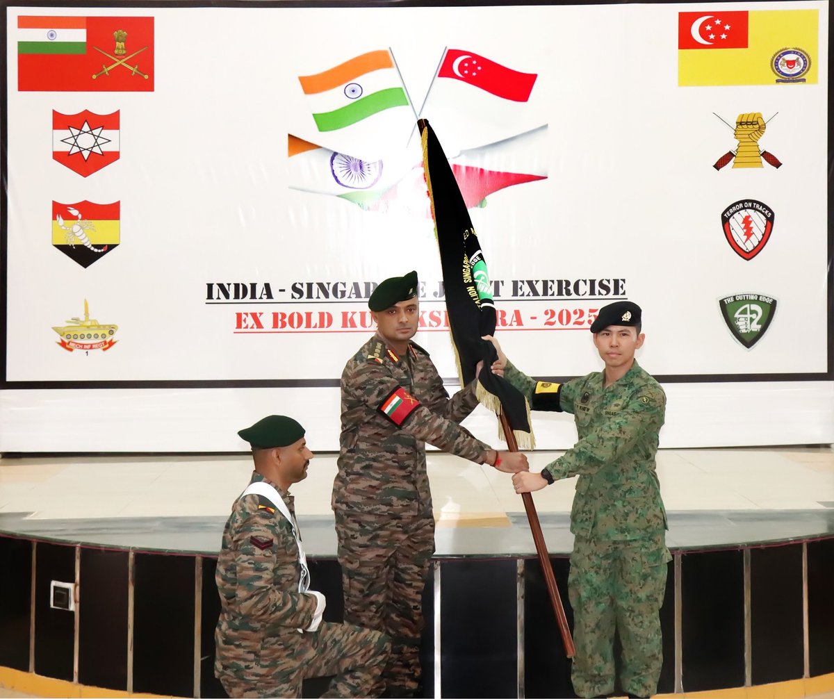 KonarkCorps's tweet image. “Joint Operations under UN Mandate”

On 27 July 25, Joint Foreign Training Exercise with Singapore Army #ExBoldKurukshetra of #BograBrigade, #IndianArmy &amp;amp; #SAF commenced at #Jodhpur with the aim to develop #Jointness under #UN mandate. #MilitaryCooperation
@MEAIndia
@adgpi