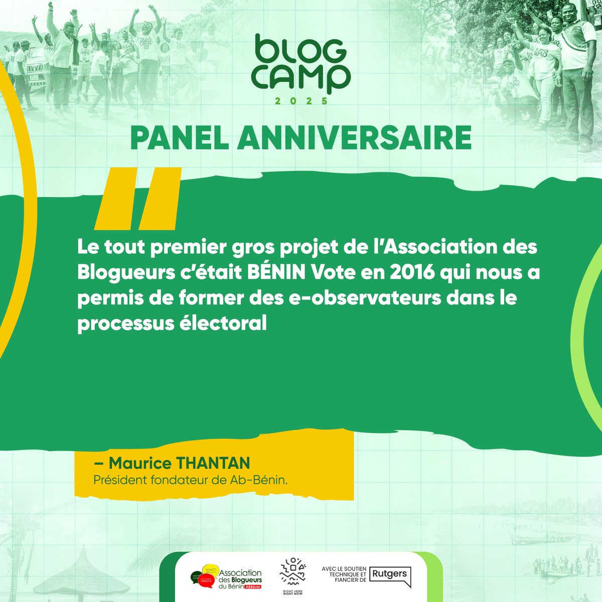 «Le tout premier gros projet de l’Association des Blogueurs du Bénin c’était BÉNIN Vote en 2016 qui nous a permis de former des e-observateurs dans le processus électoral.» <a href="/seigla/">Maurice Thantan</a>

#BlogCamp2025
#BlogueursduBenin