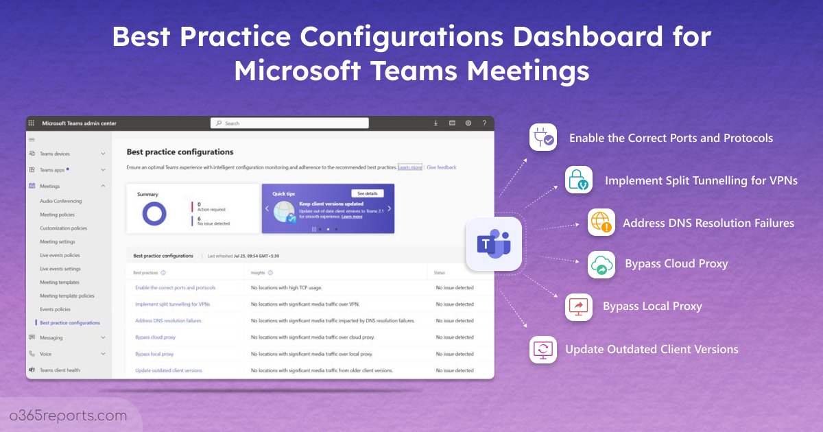 Users facing frozen video, broken audio in #TeamsMeetings?

✅Fix it with best practice configurations dashboard. Improve Teams meeting quality &amp; reliability with six key areas, all in one place. 🤩
o365reports.com/2025/07/29/bes…

#MicrosoftTeams #BestPracticeDashboard #O365Reports