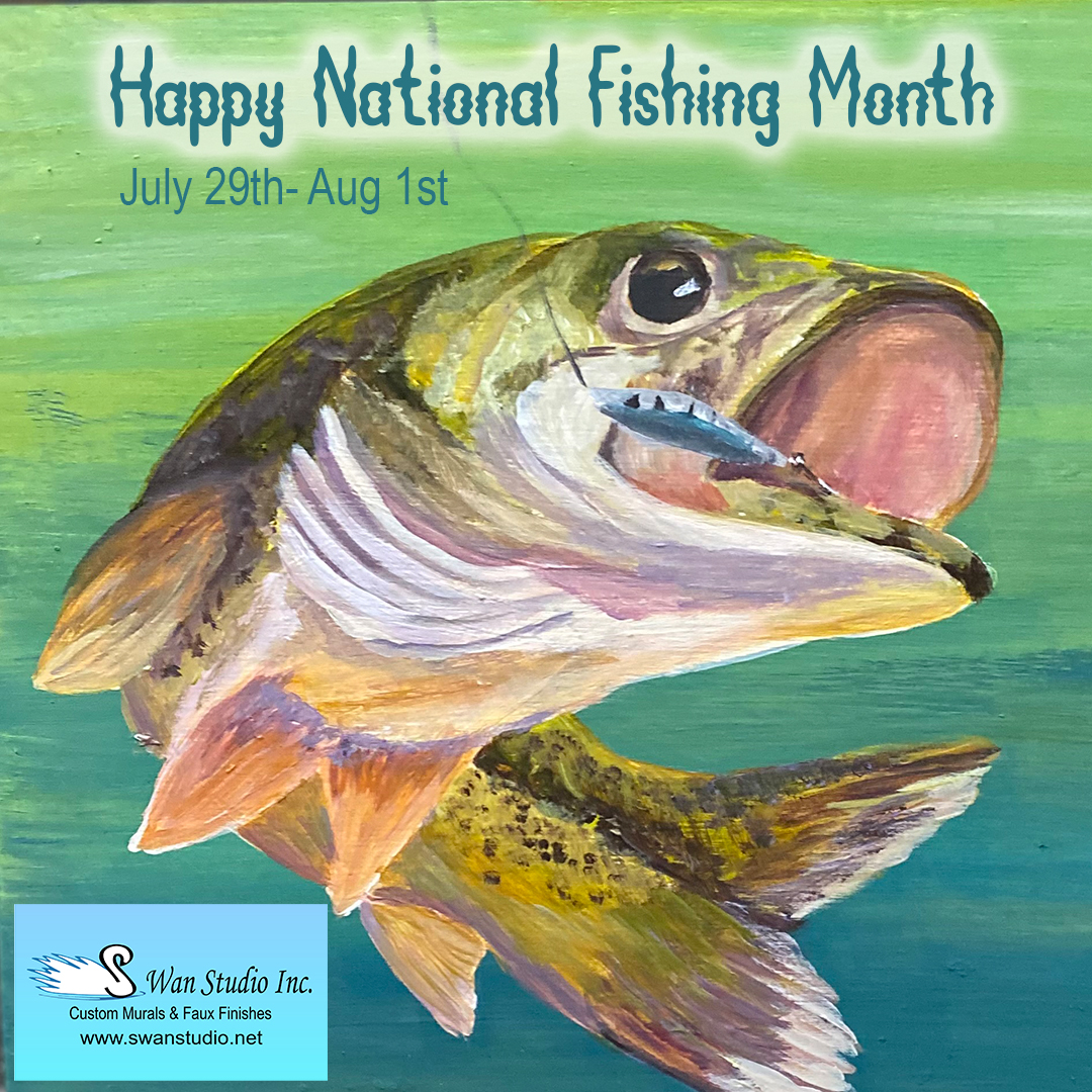 Happy National Fishing Month! (July29th-Aug1st)  #nationalfishingmonth #basspainting #fishart #bassart #fishingmonth