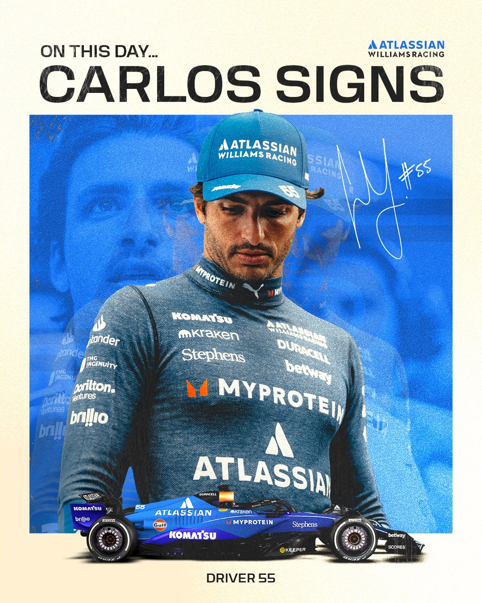 WilliamsF1's tweet photo. Happy Carlos Day everyone 💙   

On this day in 2024, we announced the signing of Carlos for '25, '26 and beyond 📆 https://t.co/8cdsSwNjZs