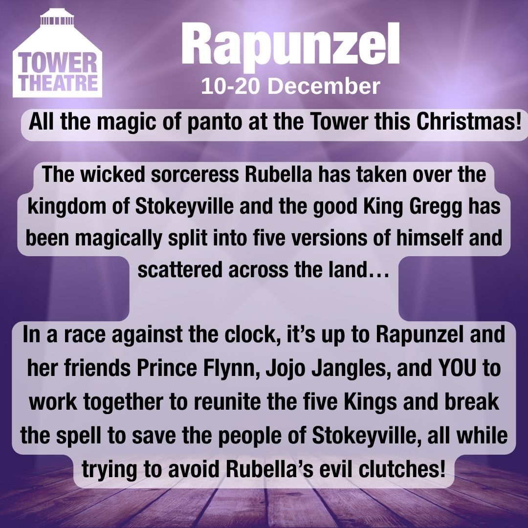 towertheatre's tweet photo. Autumn Season spotlight Day 6
Rapunzel | 10–20 Dec

Tower Theatre’s festive family treat! A dazzling reimagining of the classic fairytale, Rapunzel is packed with music, mischief, and magic—perfect for kids and big kids alike! Auditions still open! 

https://t.co/NSQDyEiKkd https://t.co/lEimvGyQyu