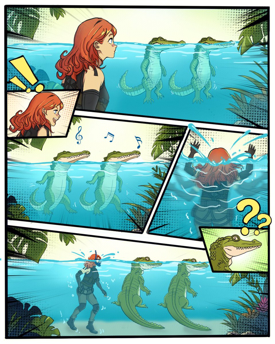 She came, she saw, she dived into the water, making herself an unexpected guest at the croc party.
