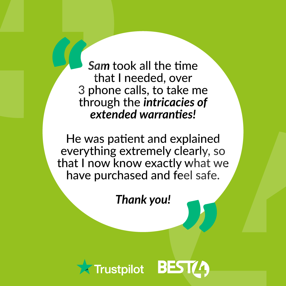 Best4UK's tweet photo. Thank you for your review! We’re glad Sam could provide such a positive experience and help you find the perfect cover.

#Best4Warranty #ThankYou #CustomerReview https://t.co/hmPHNFa1KH