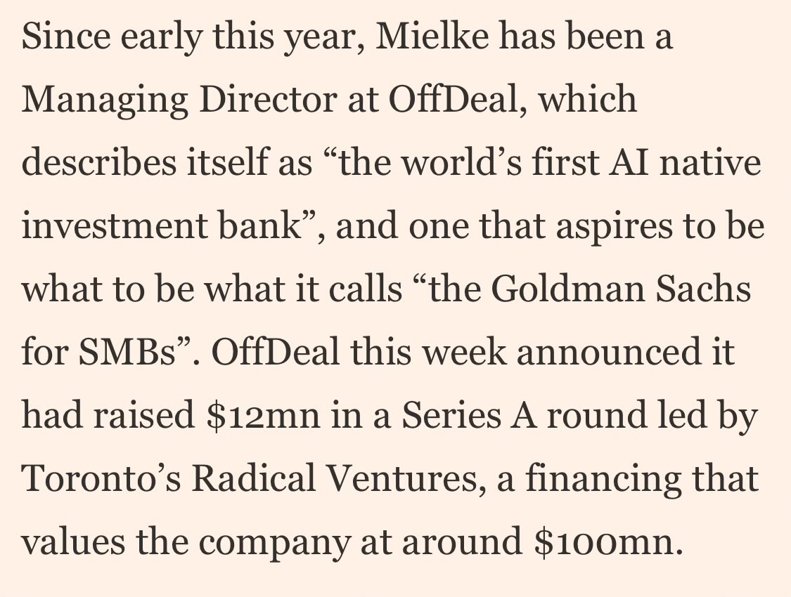 NEW: At the firm that bills itself as the “first AI-native investment bank”, the MDs are 25 years old and in line for a $2mn bonus:

 on.ft.com/44SM1E0