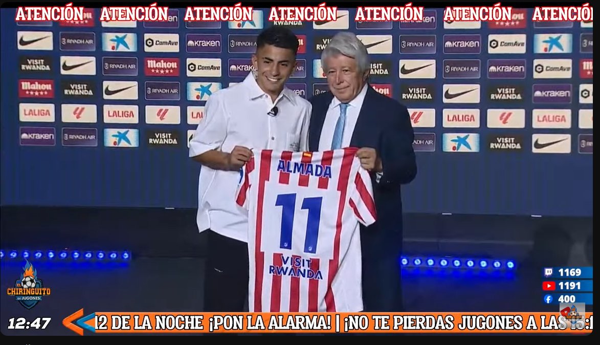 elchiringuitotv's tweet image. 🇦🇷 THIAGO ALMADA llevará el DORSAL 11 en el ATLETI.

🔴En directo: youtube.com/watch?v=fyk-PU…