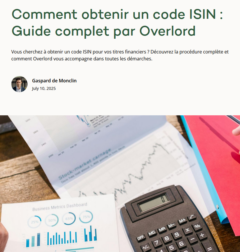 GdeMonclin's tweet image. 🔎 Le code ISIN est indispensable pour référencer vos titres (fonds, actions, obligations, tokens) sur les marchés. 

Découvrez la procédure complète et comment Overlord vous accompagne à chaque étape.

👉 Lire l&apos;article : overlord.fund/actualites/com…

#CodeISIN #Finance #Conformité