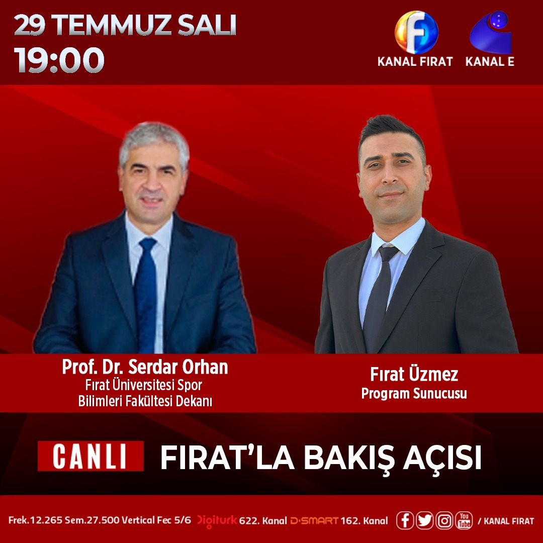 📣#FıratlaBakışAçısı
🗓Salı
⏰19:00
📺#KanalFırat'ta
🌃#Elazig #Elazığ
🌎kanalfirat.com.tr

🛰kanalfirat.com.tr/canli-yayin
📡youtube.com/KANALFIRAT
📡X.com/KANALFIRAT
📡facebook.com/KANALFIRAT
📡instagram.com/kanal_firat
📡threads.net/@KANALFIRAT