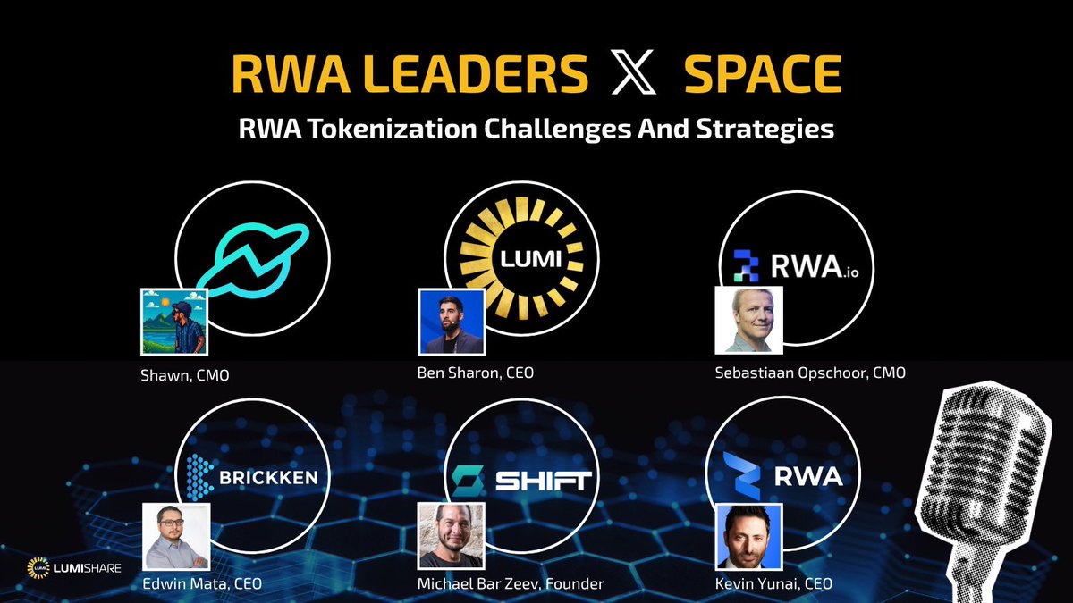 🎙 Big RWA Panel This Week – Our CEO Edwin Joins the Discussion

We’re joining a major X Space by leading voices in the RWA space to explore what’s happening on the ground and what’s coming next for tokenized finance.

🗓 July 31st |🕒2PM UTC
📍Join the Space: