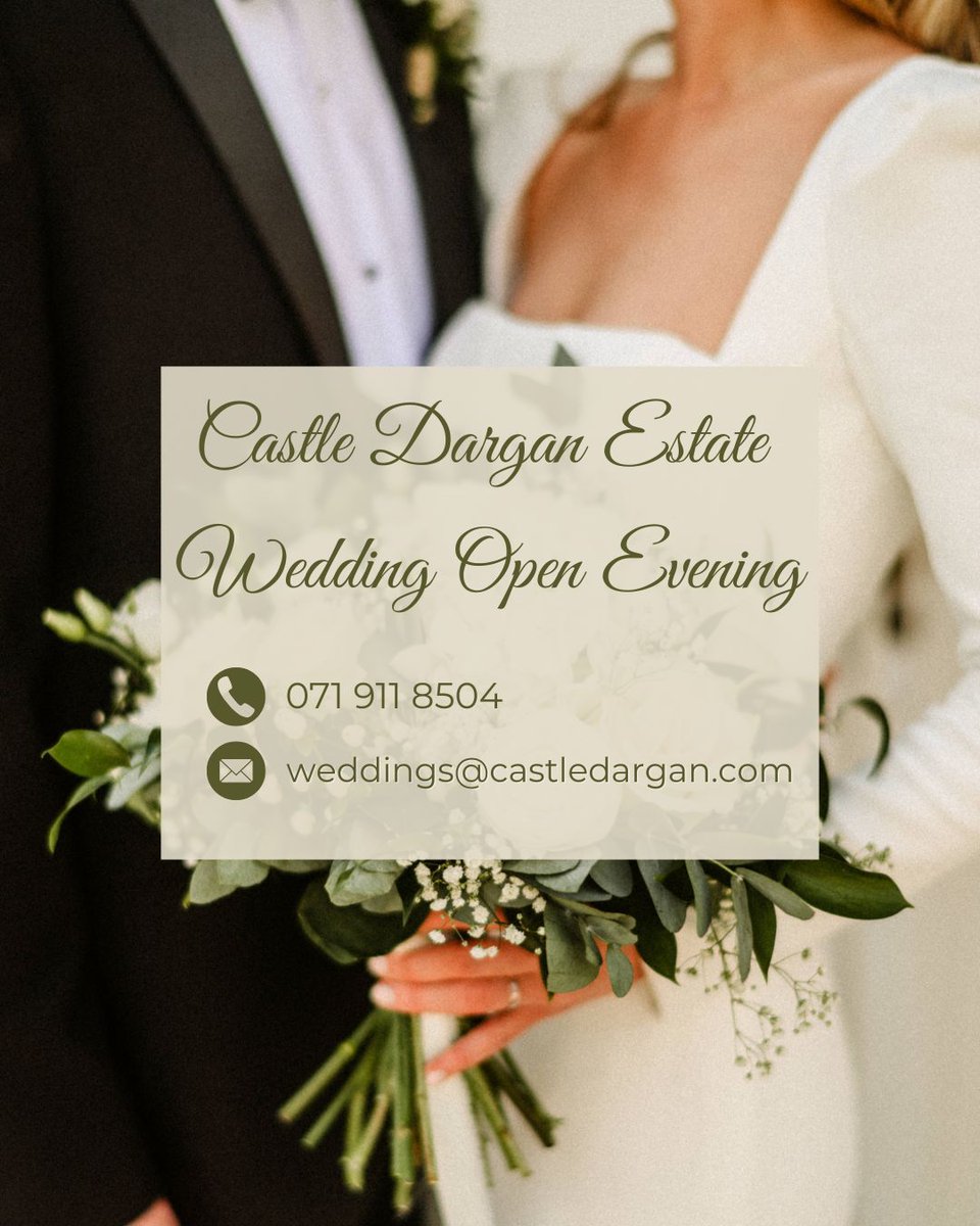 You're Invited! Our Wedding Open Evening takes place on Thursday August 7th at Castle Dargan Estate. Tour our stunning venue, meet the team &amp; start planning your dream day, no appointment needed! #CastleDarganWeddings #WeddingOpenEvening #SayIDoInStyle