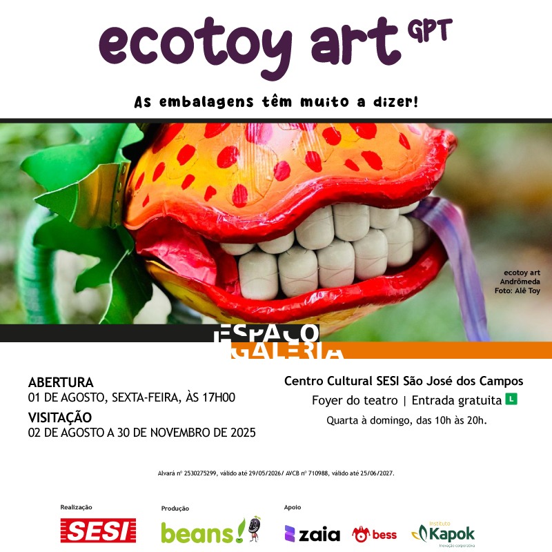 EcotoyArt's tweet photo. Abertura exposição #ecotoyartgpt dia 01/08/25 no Centro Cultural SESI São José dos Campos. #toyart #ESG #SESISP https://t.co/5NWUgHEuH3