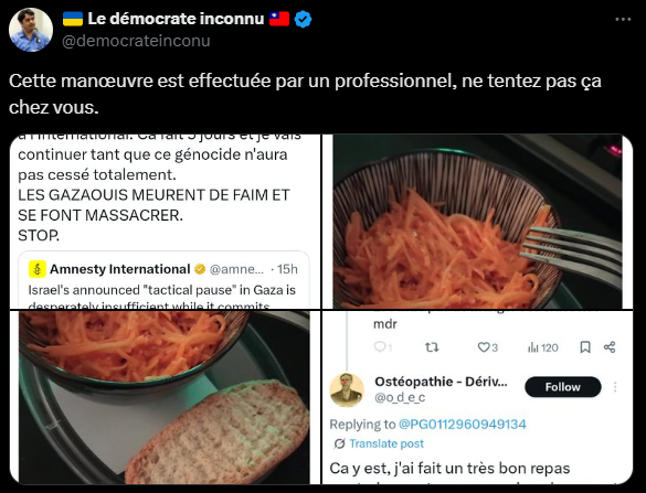 o_d_e_c's tweet image. Les collabos ont trop le seum que je me sois nourris hier de 50g de carottes et d'un krisproll pour ma grève de la faim, sachez que votre seum est encore plus délicieux que ce petit repas, ça pourrait nourrir tout Gaza.