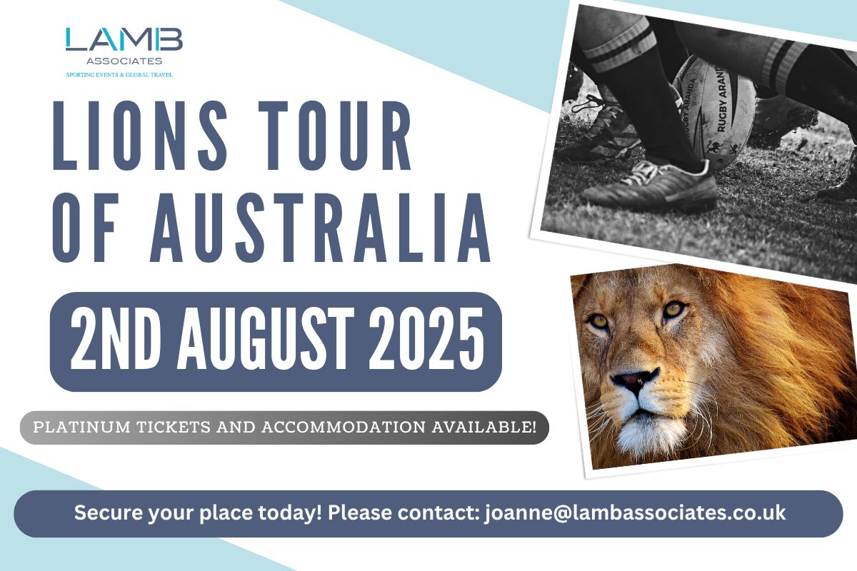 Don’t miss the British Lions’ final test vs Australia this Saturday, 2nd August! 🏉
Join Allan Lamb and enjoy a luxury stay at Sydney Harbour Marriott, 31st July–3rd August.
Book now: joanne@lambassociates.co.uk <a href="/piersmorgan/">Piers Morgan</a> <a href="/dallaglio8/">Lawrence Dallaglio</a>