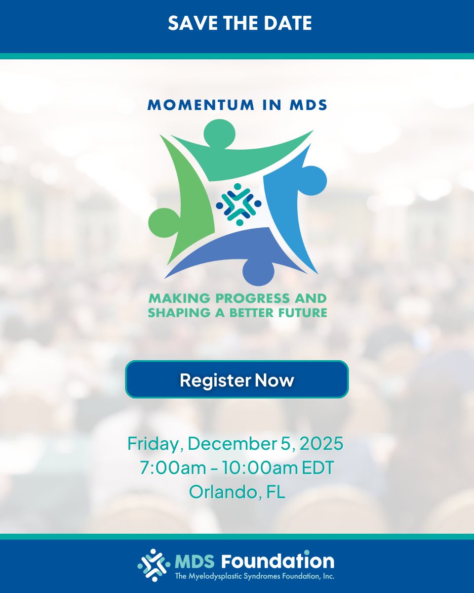 MDS Foundation (@mdsfoundation) on Twitter photo Join us on December 5, 2025 in Orlando, FL for ๐ ๐ผ๐บ๐ฒ๐ป๐๐๐บ ๐ถ๐ป ๐ ๐๐ฆ: ๐ ๐ฎ๐ธ๐ถ๐ป๐ด ๐ฃ๐ฟ๐ผ๐ด๐ฟ๐ฒ๐๐ ๐ฎ๐ป๐ฑ ๐ฆ๐ต๐ฎ๐ฝ๐ถ๐ป๐ด ๐ฎ ๐๐ฒ๐๐๐ฒ๐ฟ ๐๐๐๐๐ฟ๐ฒ.
This event will highlight advances in biology, genetics, and pathogenesis of MDS.
Learn more: bit.ly/45gQ398 Join us on December 5, 2025 in Orlando, FL for ๐ ๐ผ๐บ๐ฒ๐ป๐๐๐บ ๐ถ๐ป ๐ ๐๐ฆ: ๐ ๐ฎ๐ธ๐ถ๐ป๐ด ๐ฃ๐ฟ๐ผ๐ด๐ฟ๐ฒ๐๐ ๐ฎ๐ป๐ฑ ๐ฆ๐ต๐ฎ๐ฝ๐ถ๐ป๐ด ๐ฎ ๐๐ฒ๐๐๐ฒ๐ฟ ๐๐๐๐๐ฟ๐ฒ.
This event will highlight advances in biology, genetics, and pathogenesis of MDS.
Learn more: bit.ly/45gQ398
